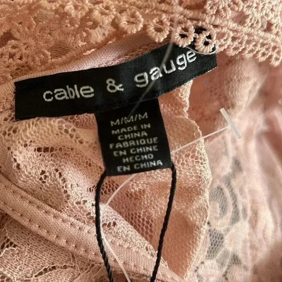 CABLE & GAUGE Women’s Light Pink / ROSE Lace Blouse Top - Size Medium NWT - Picture 7 of 7